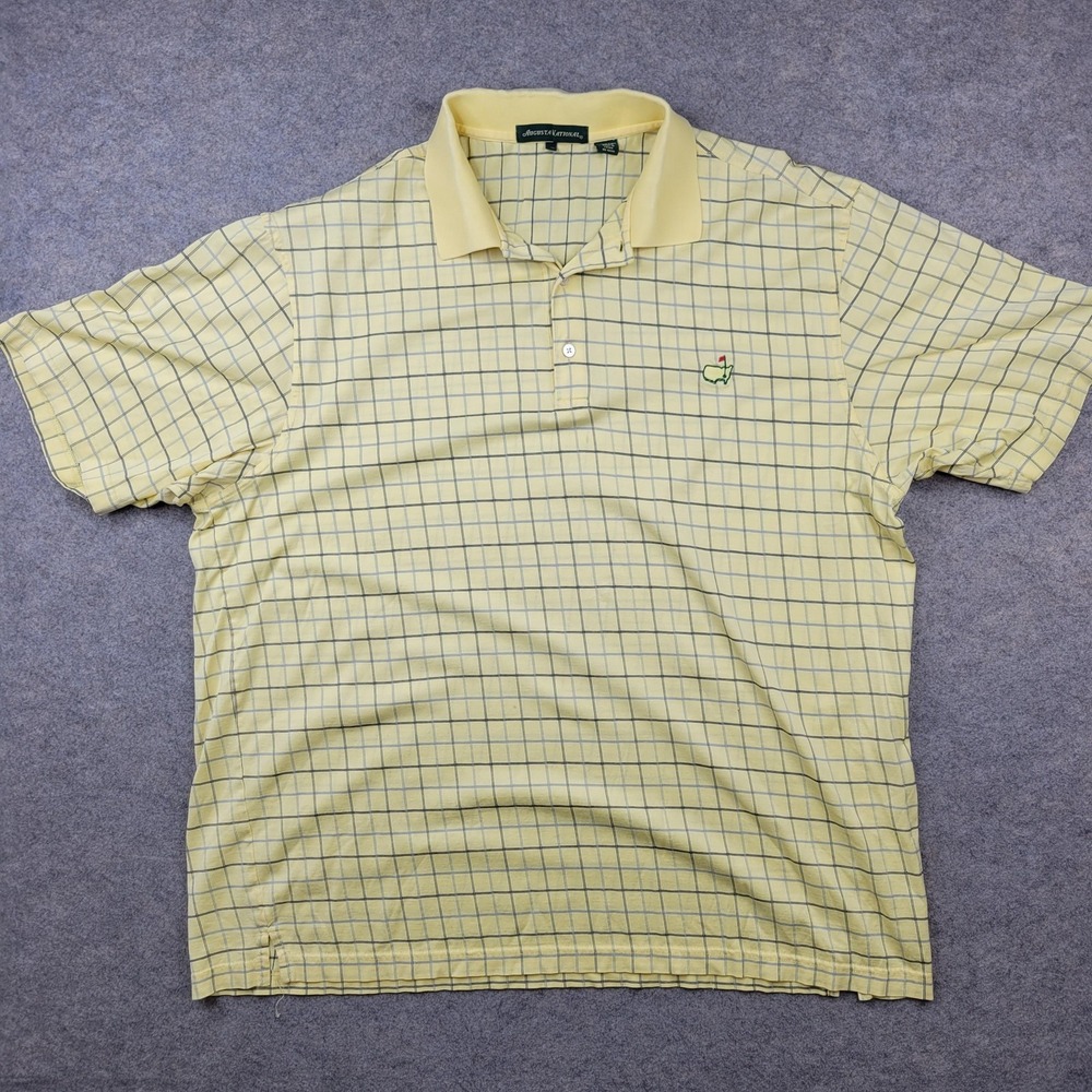 Masters Shirt Mens XL Yellow Golf Augusta National Pima Cotton Polo Check
